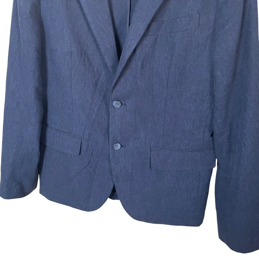 Old Navy Linen Summer Blazer Men M 44R Navy Blue 2-Button Linen Blend Jacket